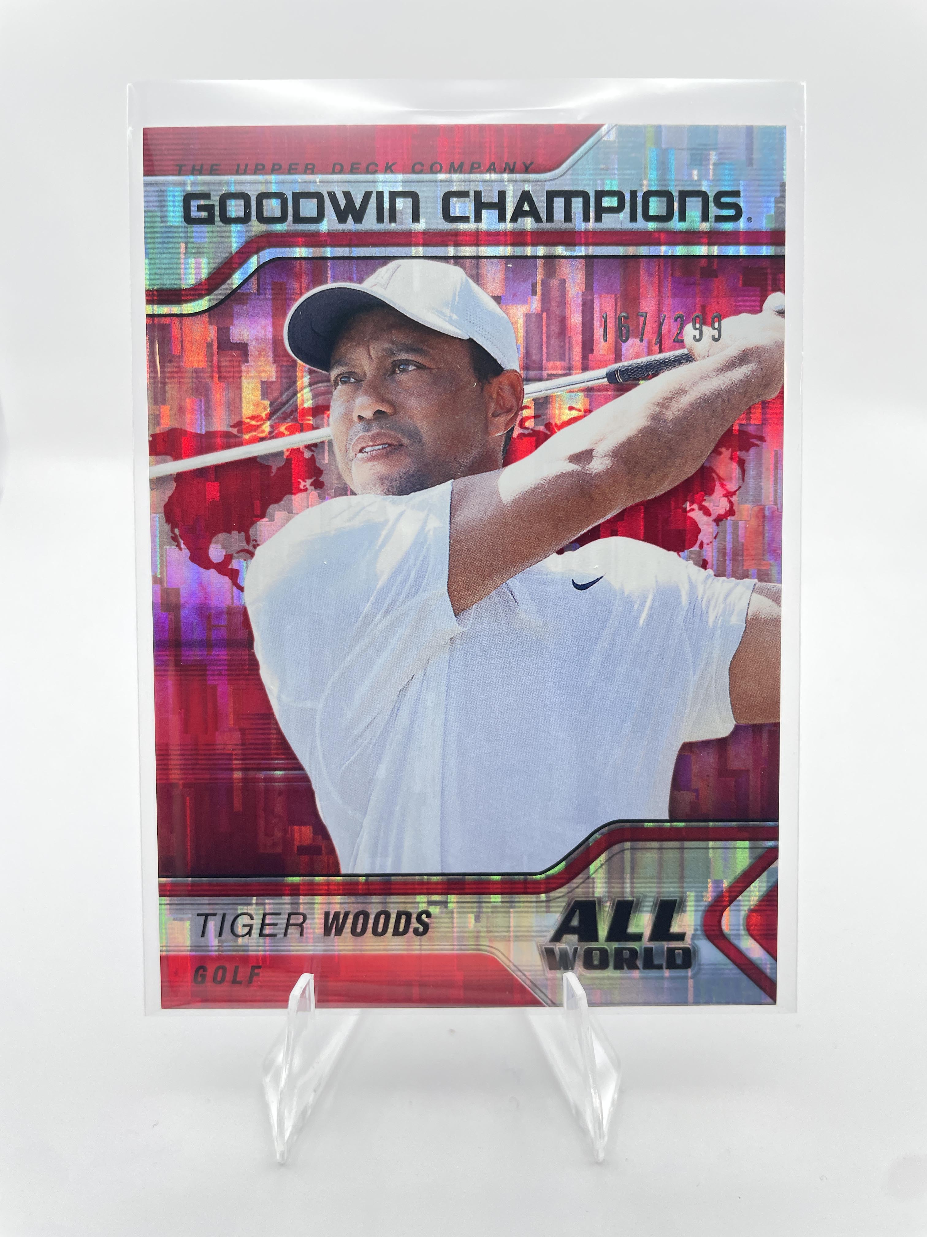 2023-24 Upper Deck Goodwin Champions Tiger Woods All World Red Prizm /299 product photo